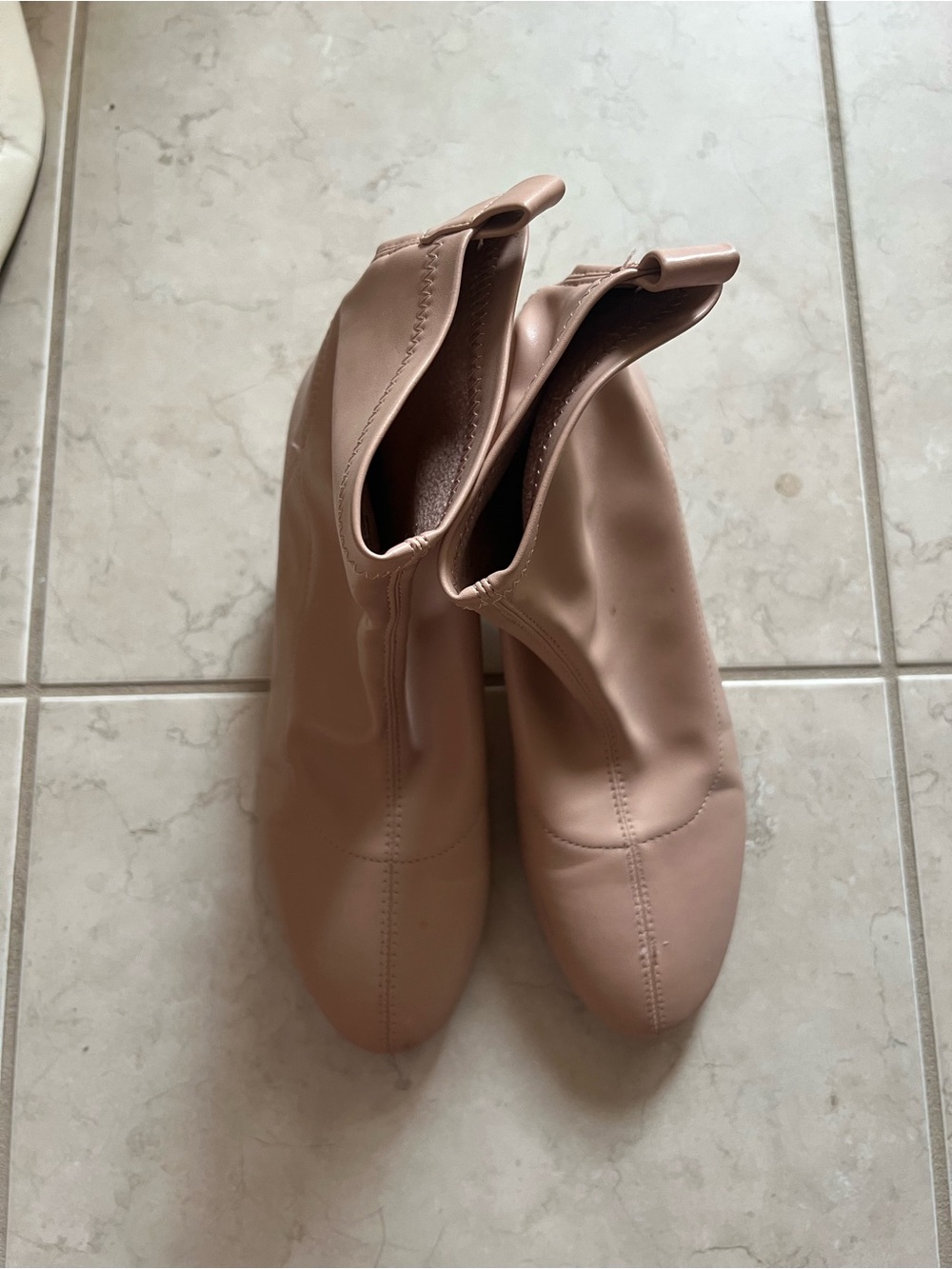 Zara Blush Beige Stretch Ankle Booties